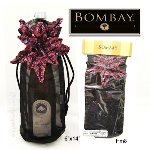 BOMBAY CO. Vintage Medium Handmade Organza Sequin Purple Gift Bag Drawstring - Picture 1 of 11